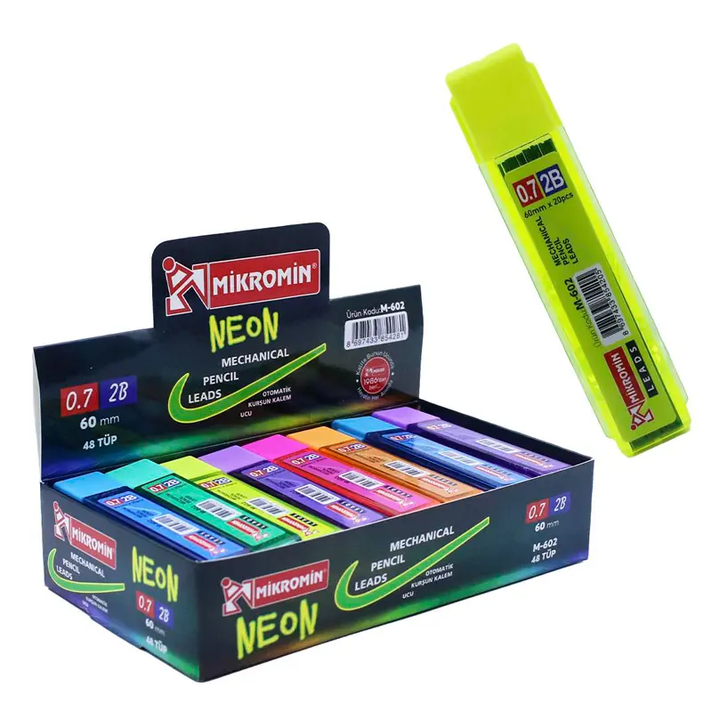 Mikro M-602 Neon Kurşun Kalem Ucu Kısa (Min) 0-7mm 2B 60mm